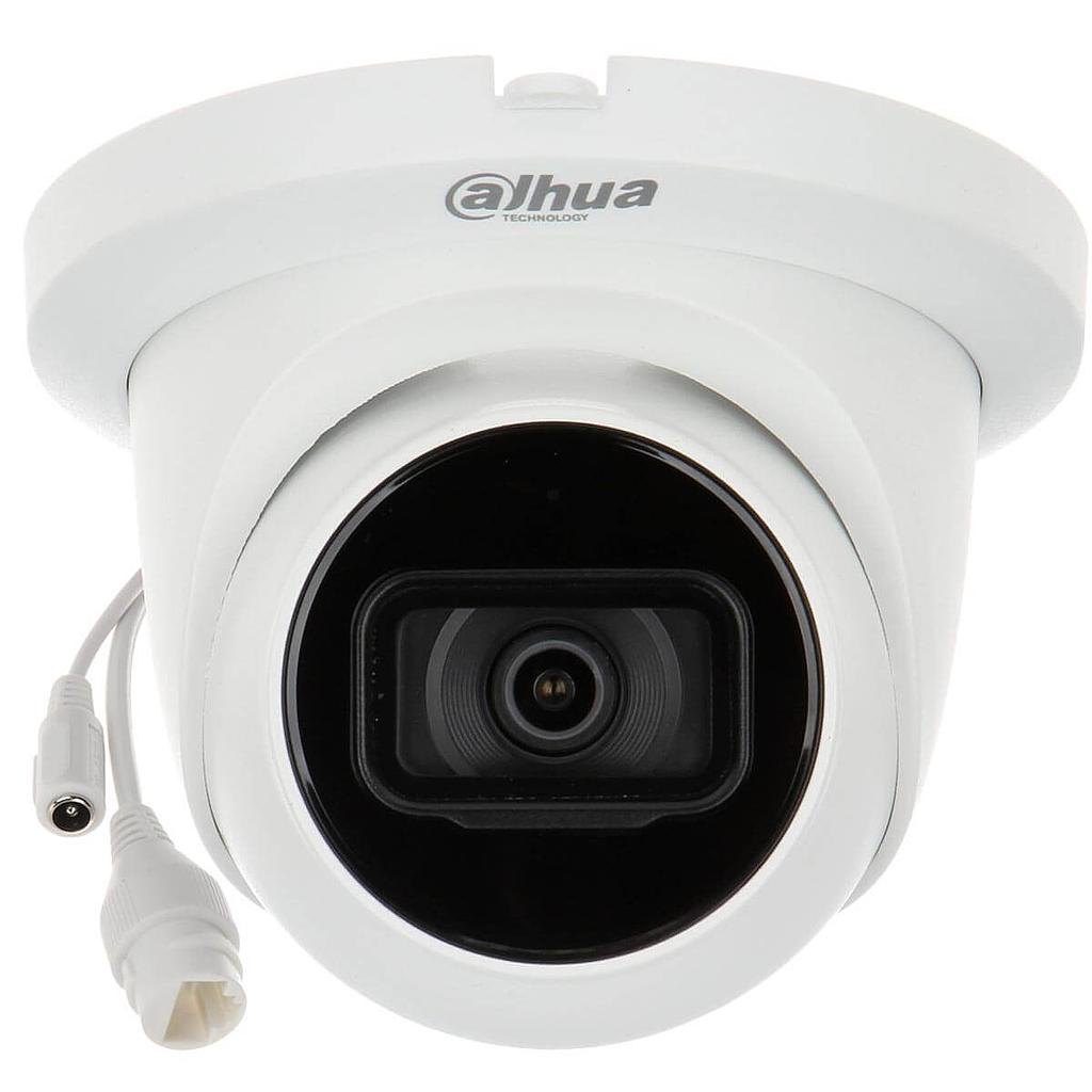Dahua IPC-HDW3549TM-AS-LED, FULLCOLOR (24/7 värviline pilt), WizSense (lihtsustatud tehisintellekt analüütikaga), 1/2.7” 5MP sensor 2592×1944@20fps H.265+, 0.003 Lux@F1.0, VALGE-LED valgustab kuni 30m, WDR 120db, 2.8mm vaatenurk: 98°, analüütika: Jooneületus, piirkonda sisenemine /väljumine (inimese ja auto tuvastus/eristus); sisseehitatud mikrofon, Micro SD kuni 256GB, DC 12V ja PoE &lt;8.4W, töötemp: -40°C to +60°C, ilmastikukindel IP67
