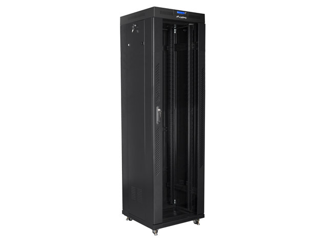 Lanberg free-standing rack cabinet 19&quot; 42U 600*600 with glass door, LCD, black, flat pack