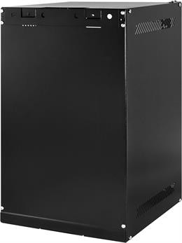 Toten wall cabinet 10&quot; 9U 280*310, glass door, black. Flat pack.