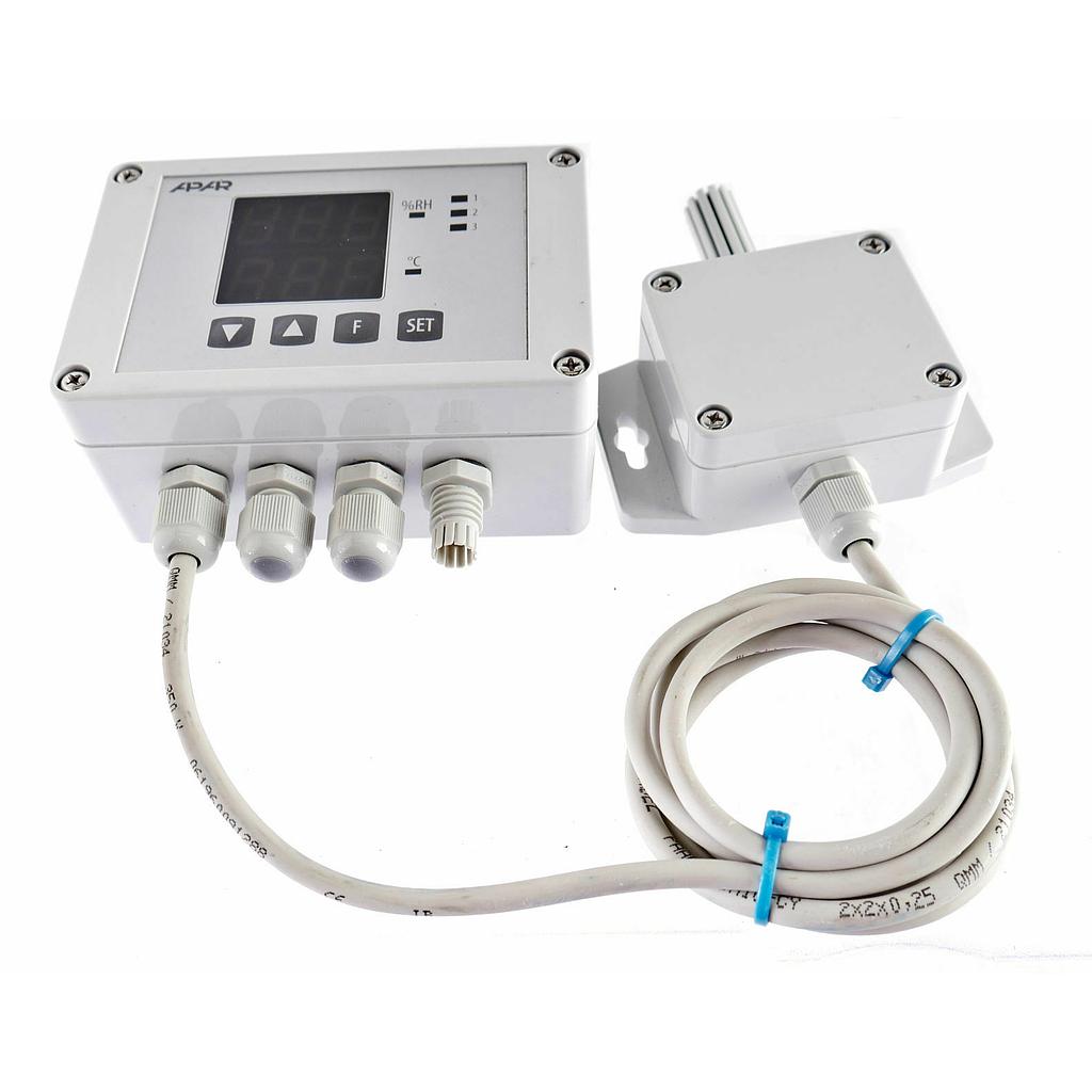 Temperature &amp; humidity controller AR247, probe in housing outside on 1.5m cable