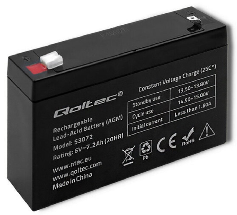 Qoltec AGM battery, 6V 7.2 Ah