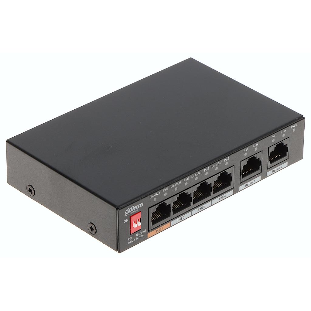 Dahua PFS3006-4ET-60 unmanaged desktop 6-port 10/100Mbps switch with 4 PoE ports