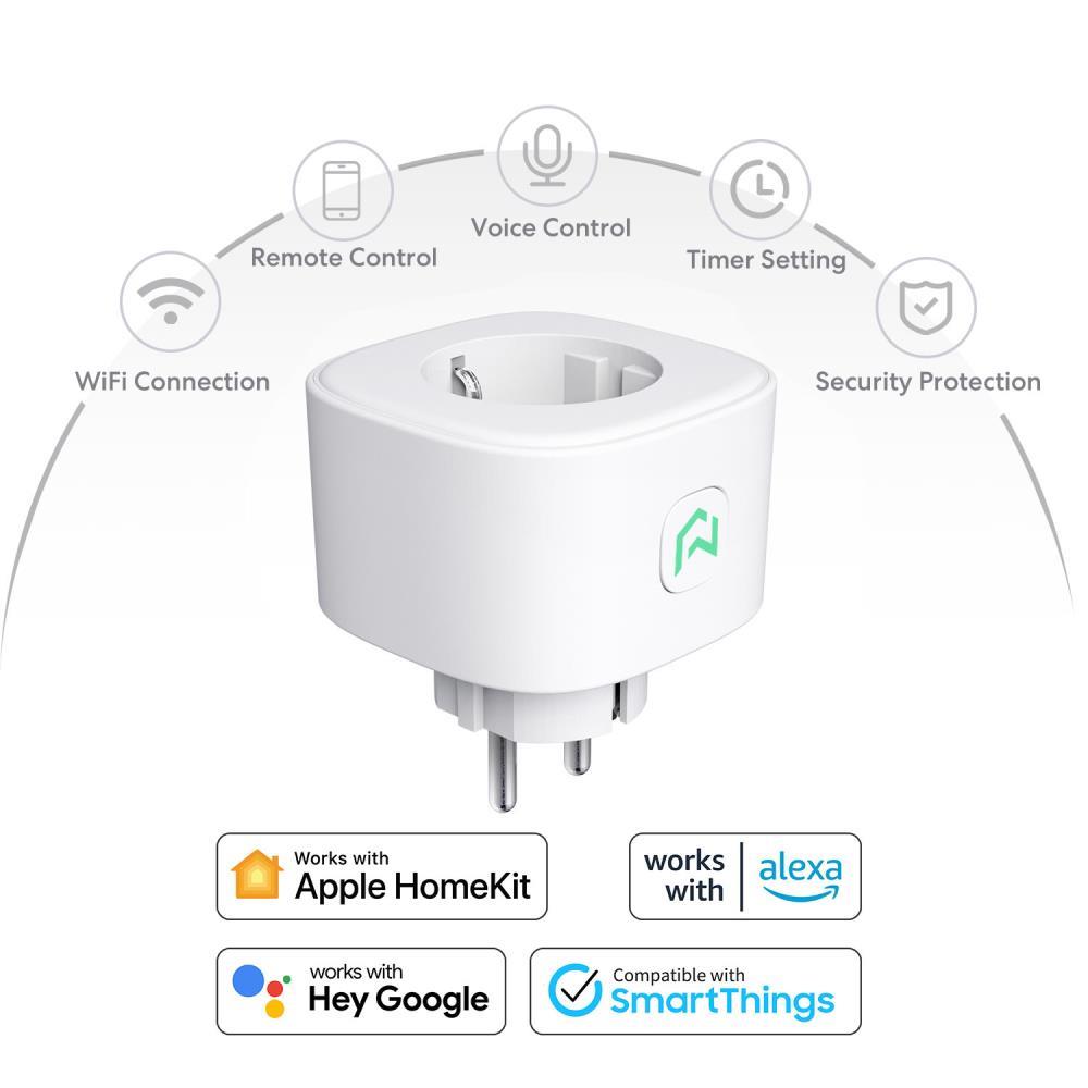 Meross smart Wi-Fi plug, MSS210HK, 2 pack, EU, timer, Wi-Fi, remote &amp; voice control