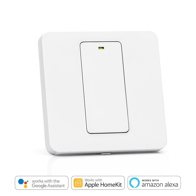 Meross smart one way light switch MSS510XHK, EU, for Smart Home DIY, compatible with Apple HomeKit, Alexa and Google Home, Wi-Fi 2.4GHz, remote control (neutral wire required)