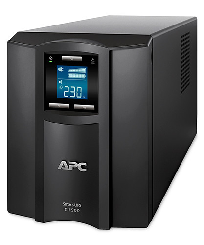 APC Smart-UPS C, line-interactive, 1000VA, tower, 230V, 8x IEC C13 outlets, SmartConnect port, USB and serial communication, AVR, graphic LCD