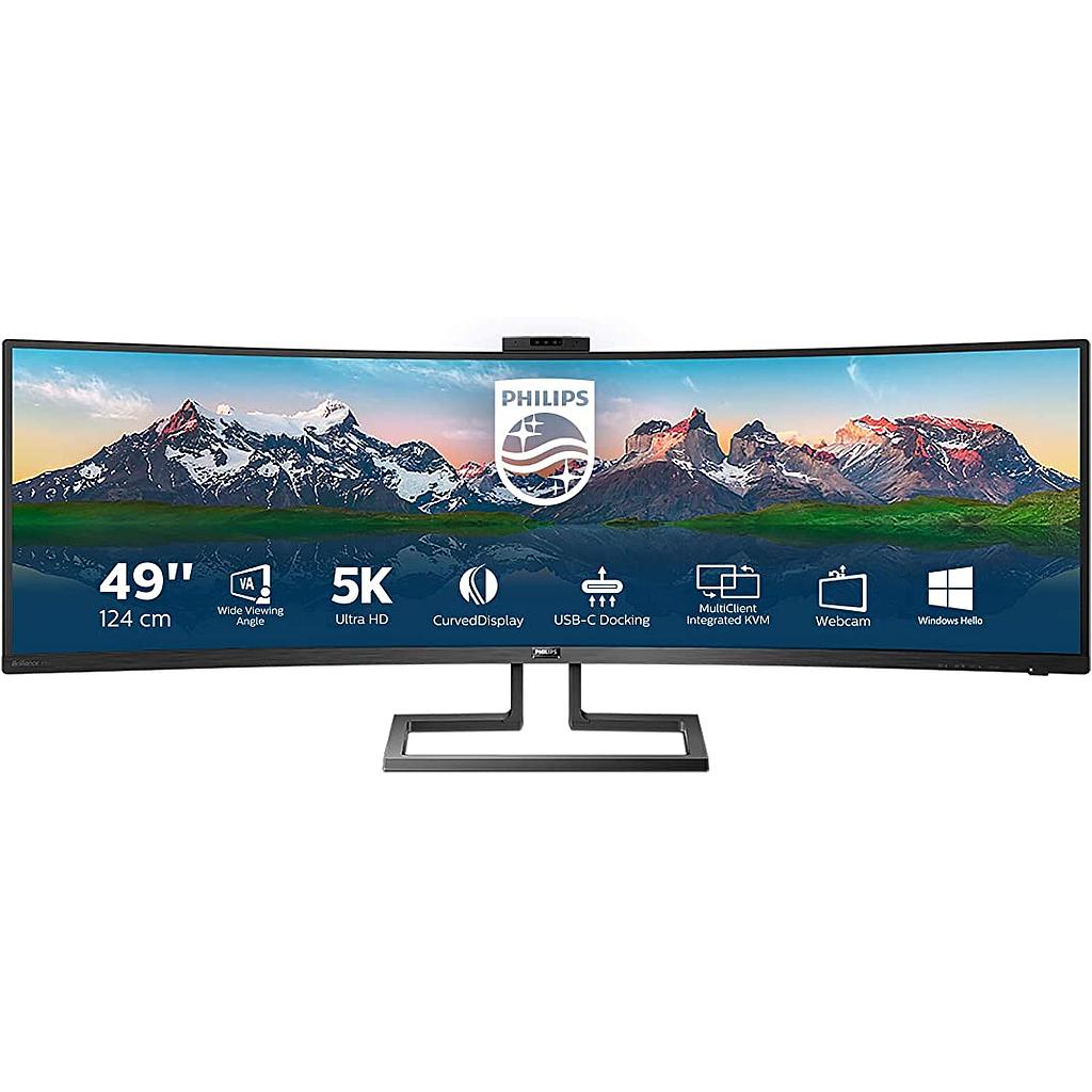 Philips superwide curved LCD display 499P9H/00 48.8 &quot;, VA, dual QHD, 5120*1440 pixels, 32:9, 5 ms, 450 cd/m², black, headphone out