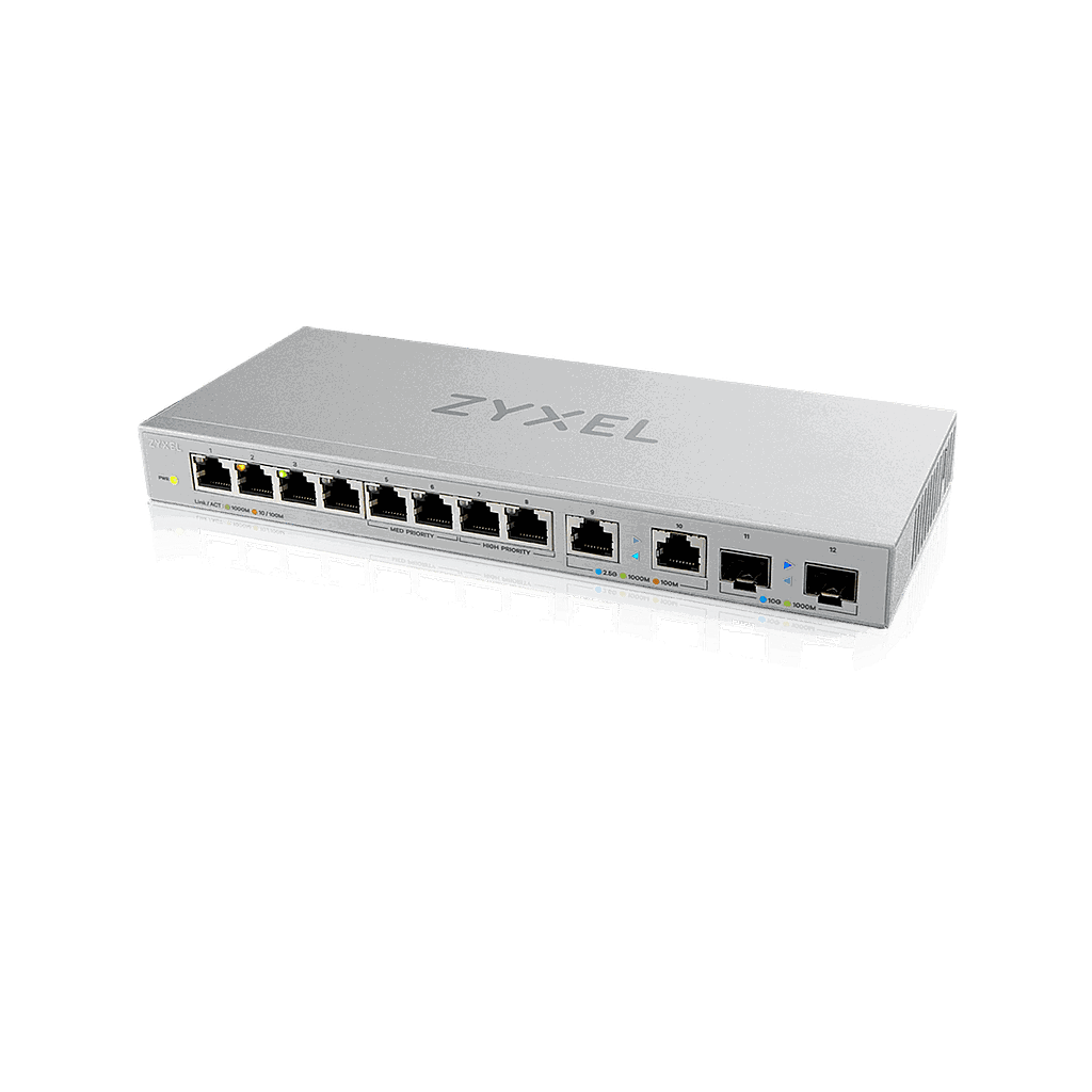 ZyXEL XGS1010-12, 8-port gigabit unmanaged switch with 8-port 1G + 2-port 2.5G + 2-port SFP+