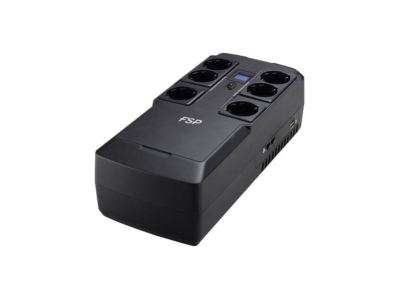 Off-line UPS FSP NanoFit 600 600VA/360W, 3*Schuko AC battery backup &amp; surge protected outlets + 3*Schuko AC surge protected outlets, 2*USB power 5V/1A, aku 12V/4.5Ah
