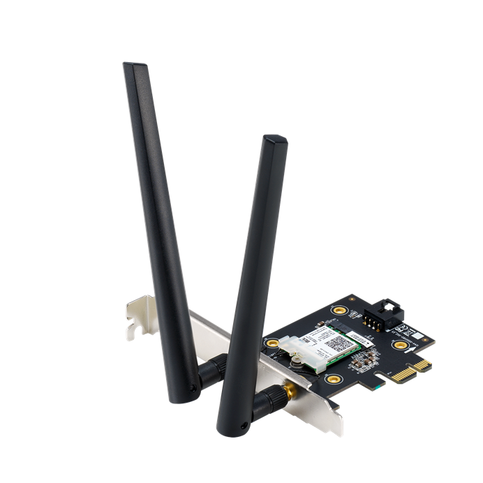 Asus PCE-AX3000 (802.11ax) AX3000 dual-band PCIe Wi-Fi6, 2 external antennas, Bluetooth 5.0, WPA3 network security, OFDMA &amp; MU-MIMO