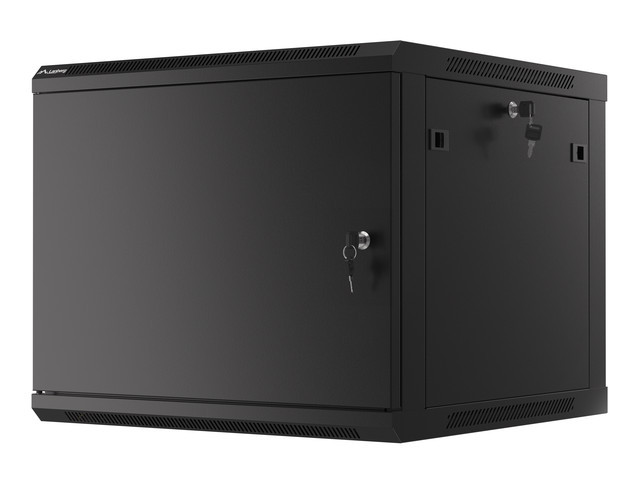 19&quot; wall-mount rack cabinet Lanberg, 9U/600*600 with metal door, black, for self assembly (flat pack)