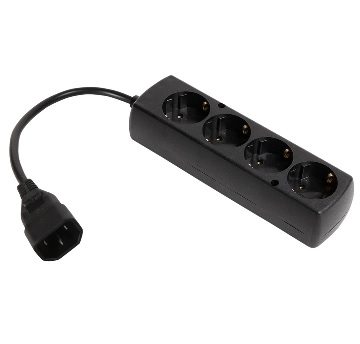 UPS power strip, 4*CEE 7/3 Schuko outlets, IEC C14 plug, 0.3m