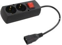 UPS power strip, 2*CEE 7/3 Schuko outlets, IEC C14 plug, 0.3m, lülitiga