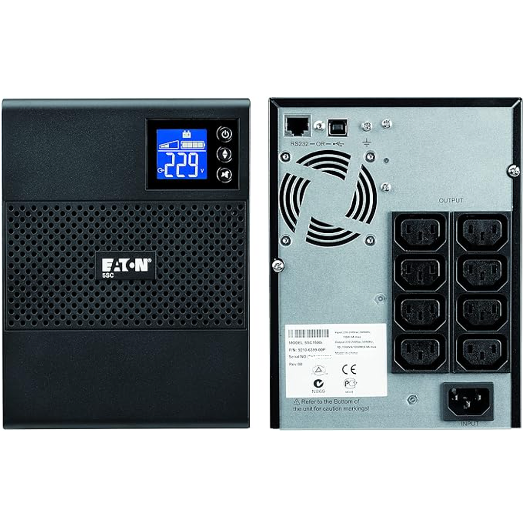 Eaton 5SC 500VA/300W line-interactive UPS, tower, 4 outlets IEC-C13 10A, C14 input, shutdown software