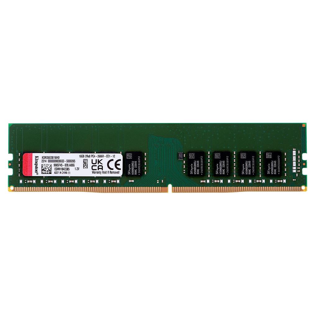 Kingston 16GB DDR4 2666MT/s ECC unbuffered DIMM, CL19 2RX8 1.2V 288-pin