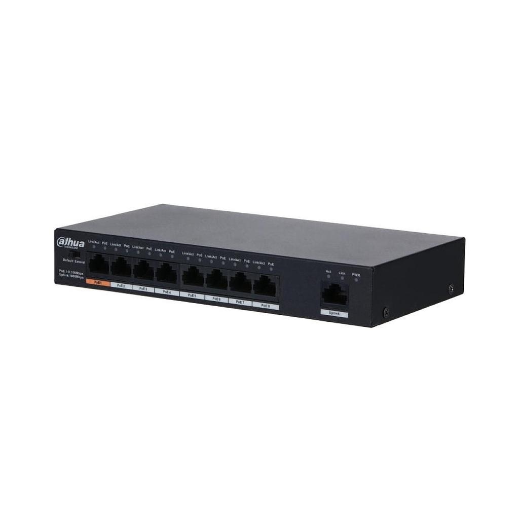 Dahua PFS3009-8ET1GT-96-V2 mittemanageeritav 8 PoE pordiga switch • 96W