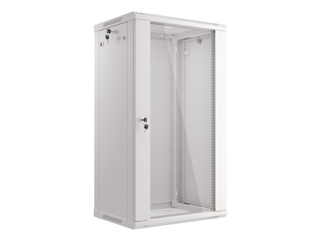 Lanberg 19&quot; rack cabinet V2, wall-mount 22U/600*450 (flat pack), with glass door, grey