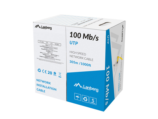 Lanberg LAN cable, UTP, 305m, solid, CCA, yellow