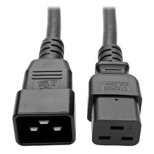 Power cable 3G1.5mm2, IEC C19 female to IEC C20 male, PVC, 3m, black, 16A