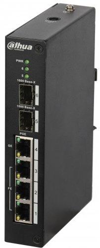 Dahua 4-port 10/100Base-T PoE 96W + 2*SFP switch,DIN rail