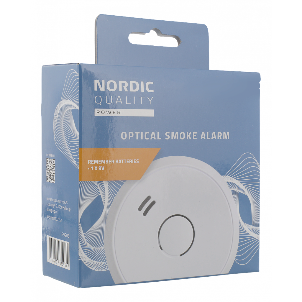 Nordic Quality smoke alarm, optical sensor, 1 pcs.