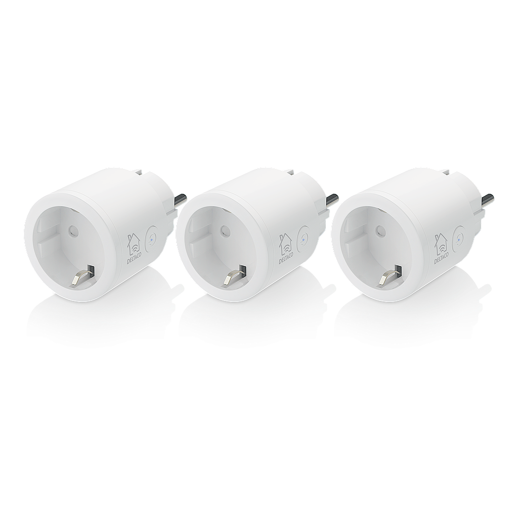 Deltaco Smart Home power switch, WiFi 2.4GHz, 1xCEE 7/3, 10A, timer, white, 3 pack