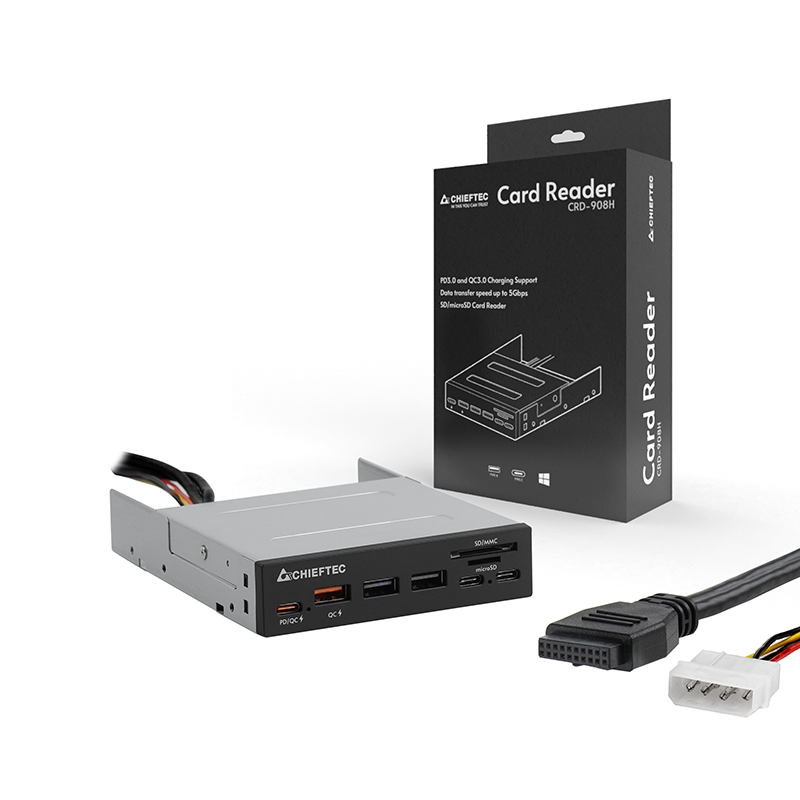 Chieftec SD/microSD card reader CRD-908H, 3.5&quot;, USB 3.2 hub