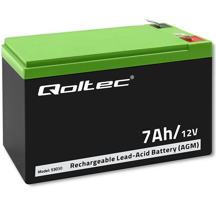 Qoltec AGM battery 12V 7 Ah maintenance-free, efficient, LongLife, for UPS &amp; security