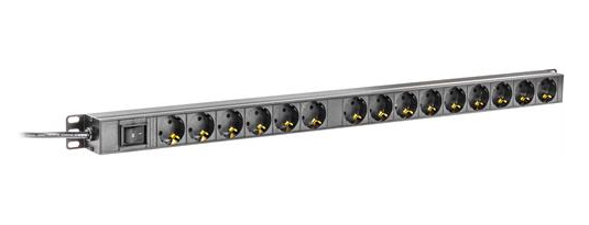 Toitepaneel 1U, 0.808m, 15*CEE 7 / 4.1*CEE 7/7, 2m kaabel, must