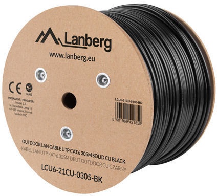 Lanberg UTP stranded cable CU outdoor, Cat6, 305m, black