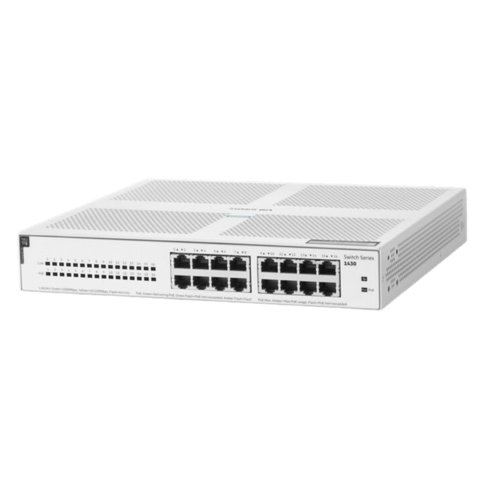 HPE Aruba Instant On 1430 16G Class4 PoE 124W unmanaged switch, 16*10/100/1000 (PoE Class 4) - desktop, rack-mountable, wall-mountable - PoE (124 W)