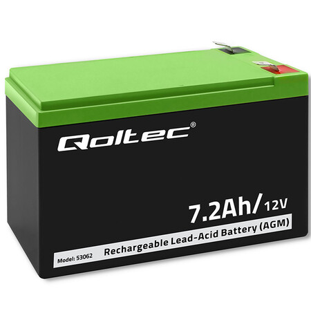 Qoltec AGM battery | 12V | 7.2 Ah | maintenance-free | efficient| LongLife | for UPS, security