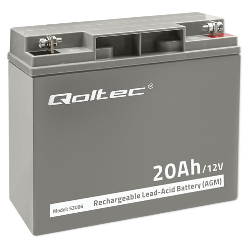 Qoltec AGM battery | 12V | 20Ah | maintenance-free | efficient| LongLife | for UPS, scooter