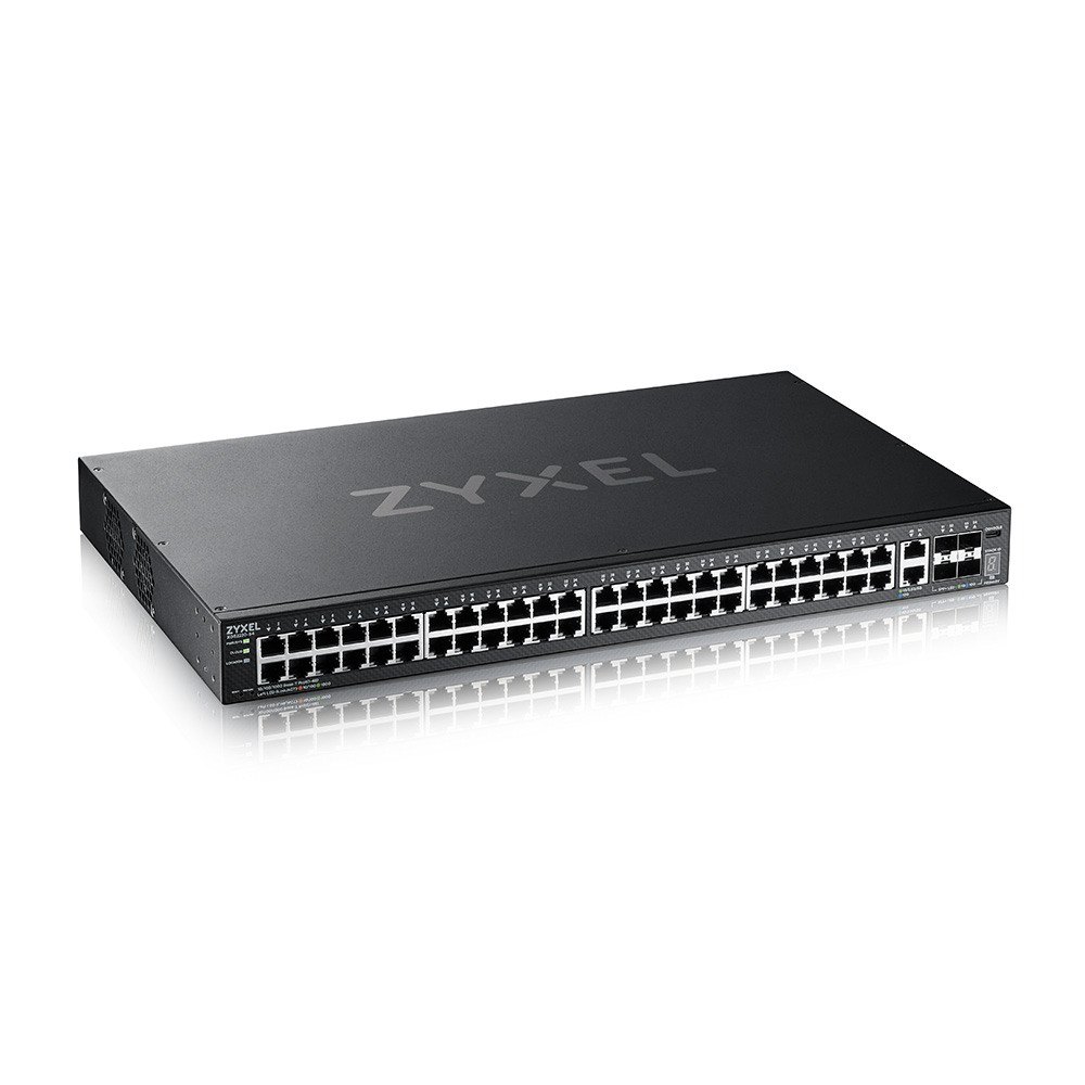 ZyXEL XGS2220 series L3 access switch, 48*1G RJ45, 2*10MG RJ45, 4*10G SFP+ uplink, incl. 1 year NebulaFlex Pro