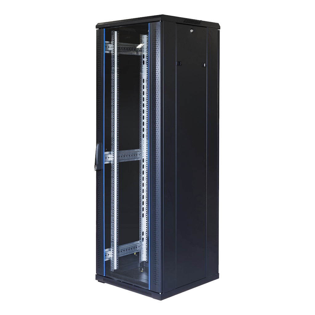 Toten 19&quot; 37U rack cabinet, System G, 600*600, glass front, perforated rear door, 800kg load, black