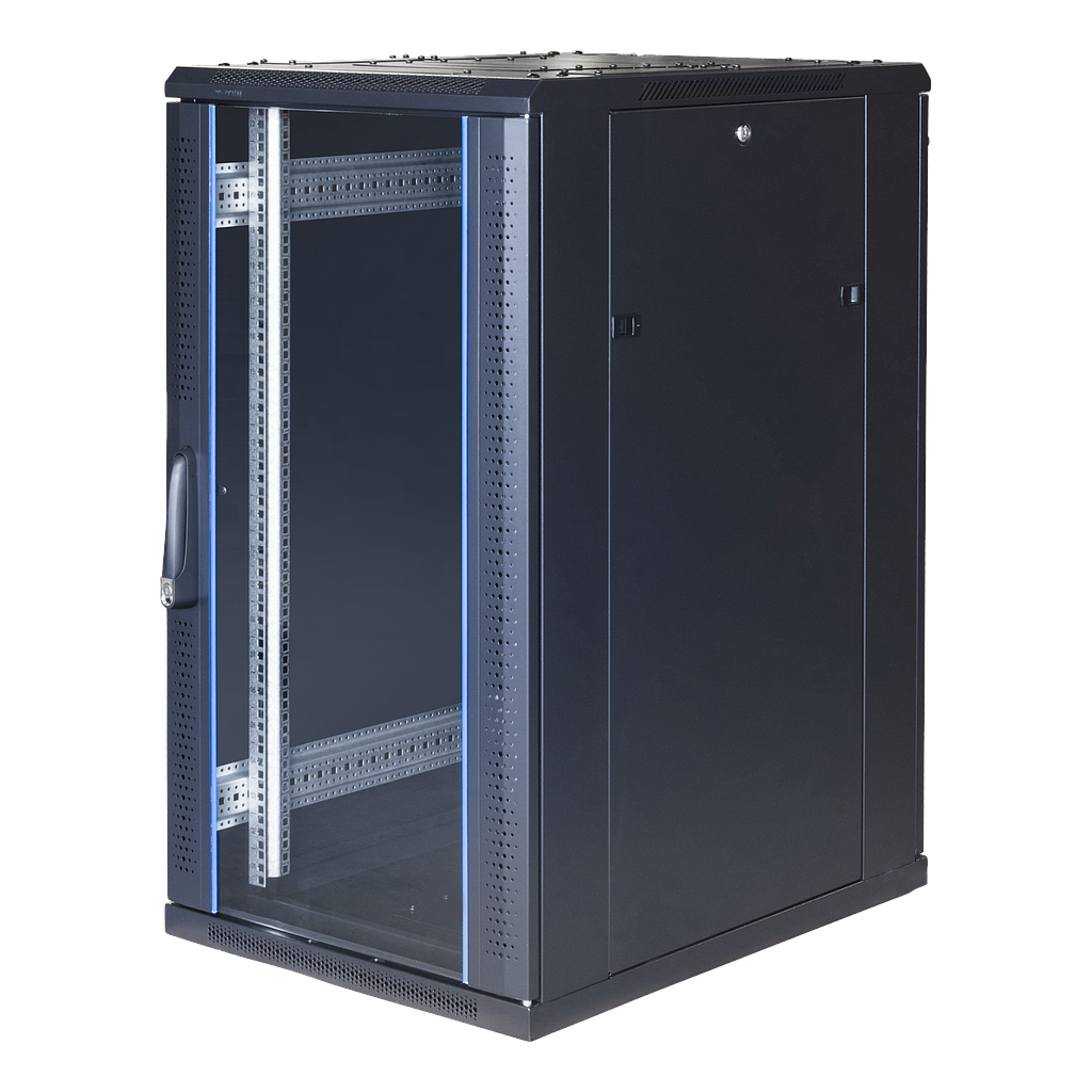 Toten 19&quot; 22U rack cabinet, System G, 600*800, glass door, perforated rear door, 800kg load, black