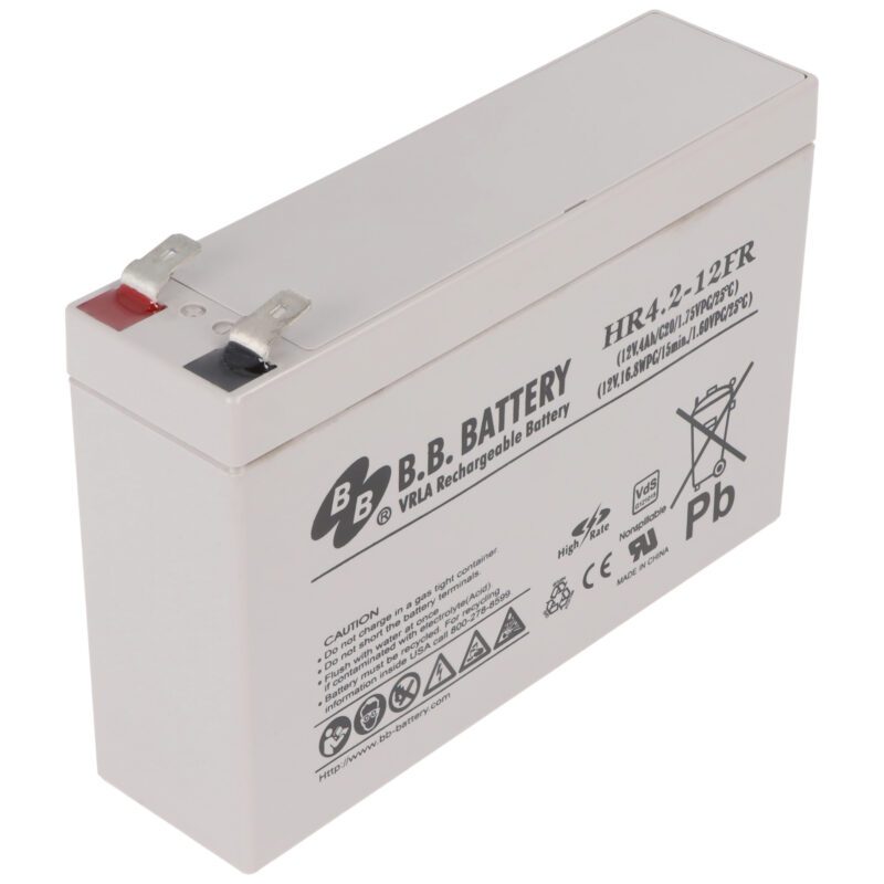 B.B. sealed lead acid battery (AGM), 12V, 4.2Ah, VdS, flame retardant