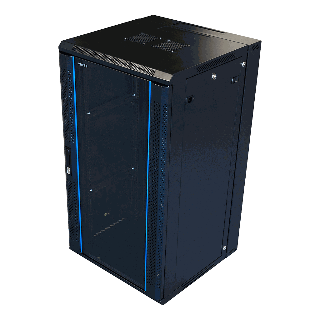 Toten 19&quot; wall cabinet 22U, 600*600, glass door, black