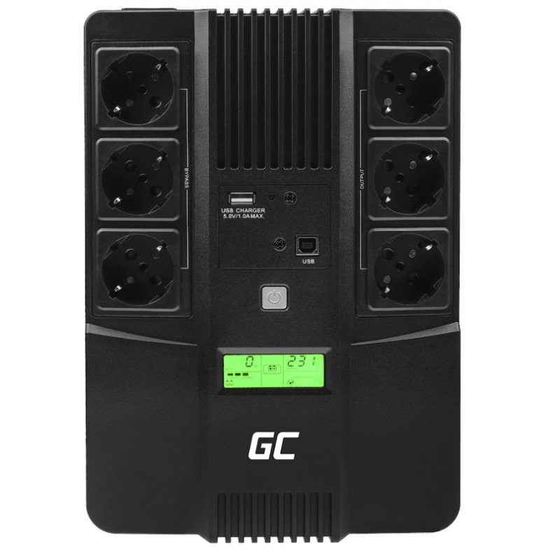 Green Cell line-interactive UPS AiO 800V/480W with LCD display, 6*Schuko sockets