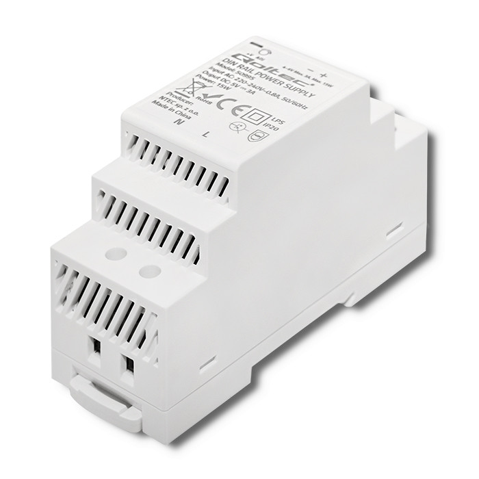 Qoltec DIN rail power supply, 5V, 3A, 15W, white