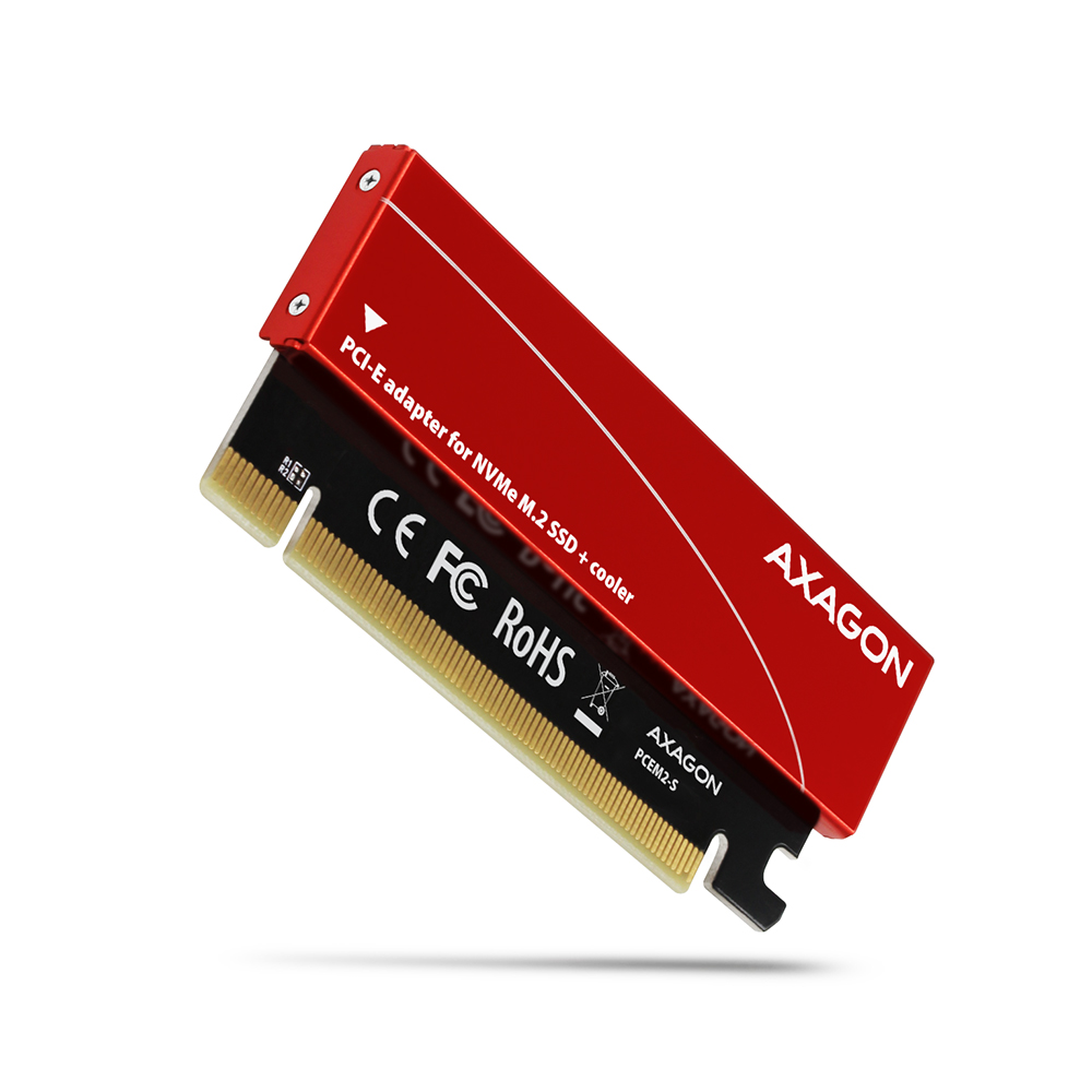 Axagon PCI-E 3.0 16x - M.2 SSD NVMe, up to 80mm SSD, low profile, cooler