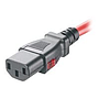 Locking power cord, IEC C14 to IEC C13, 1.8m, red