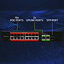 Qoltec unmanaged FE PoE switch, 16*RJ45 PoE (250W budget), 2*RJ45 uplink 10/100Mb/s, 1*SFP 1000Mb/s