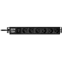 Toten 19" 1U toitepaneel, 6*CEE 7/4 Schuko pesa, 1*CEE 7/7 Schuko pistik, 3m, must