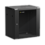 Netrack 19" wall-mount F-Line rack cabinet, 12U 600*450, glass door, black, flat-pack