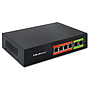 Qoltec unmanaged FE PoE switch, 4*RJ45 PoE (65W budget), 2*RJ45 uplink 10/100Mb/s