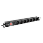 Power distribution unit (PDU) 19" Lanberg 1U 10A, 2m, 7*Schuko outlets, black C14