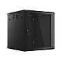 Lanberg wall-mount rack cabinet 19" 12U 600*600 with glass door, black. Flat pack.